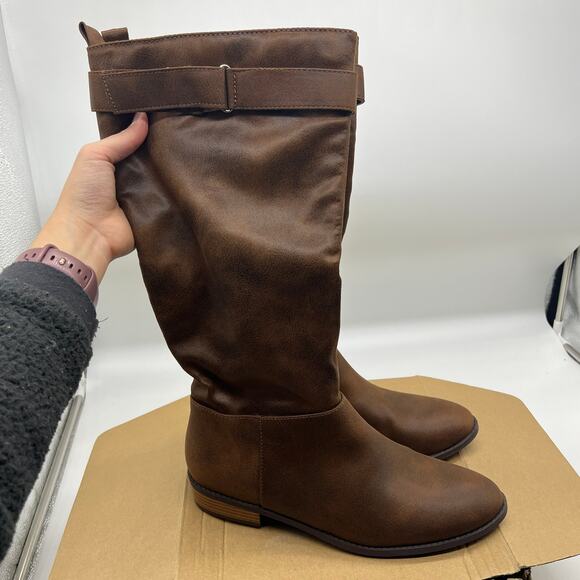 Journee Collection Womens Western Heel Booties Brown Lelanni Boots Size 11 - Picture 2 of 12